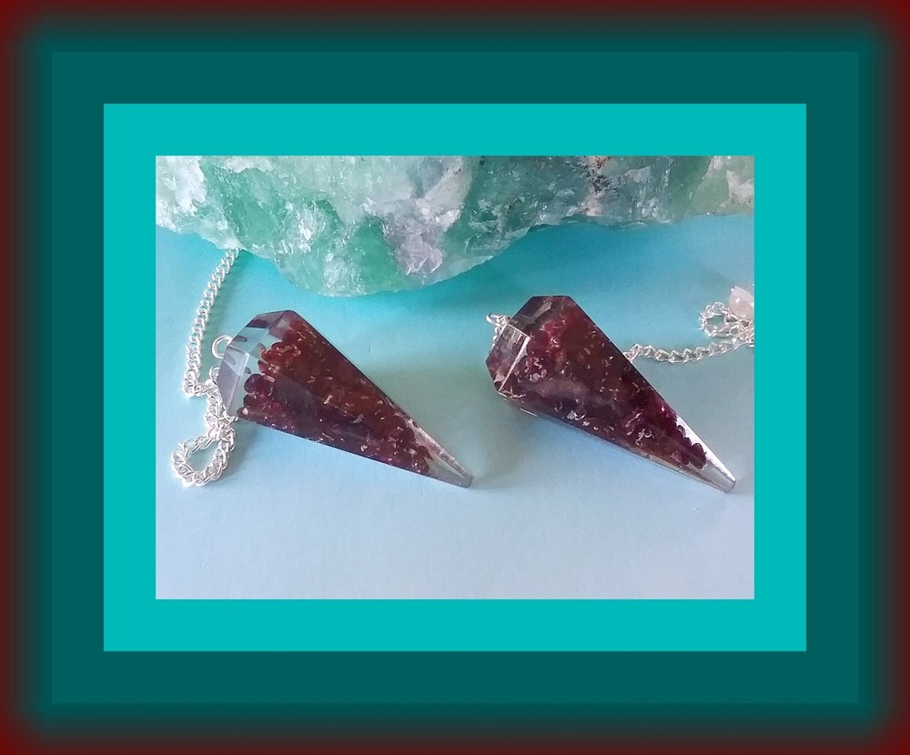 GARNET DOWSING PENDULUM, RUBY GARNET PENDULUM, RED CRYSTAL PENDULUM