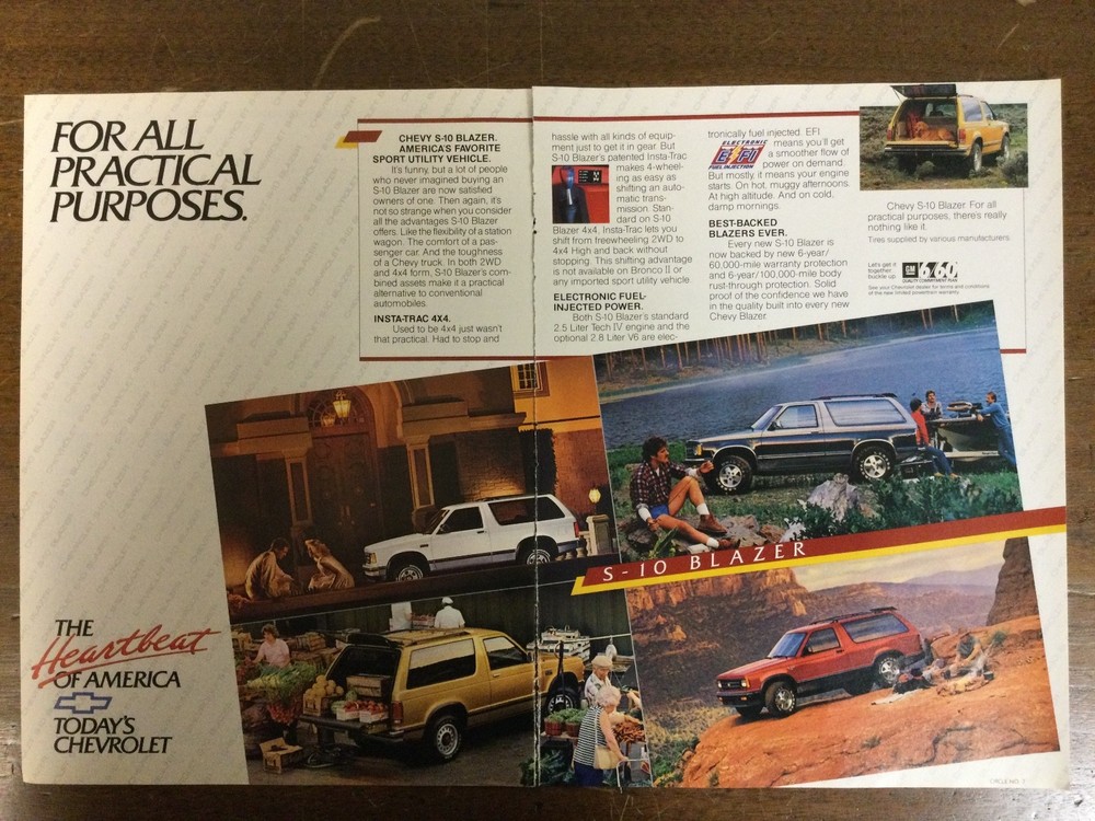 Misc 5980 Advertisement Chevrolet S-10 Blazer August 1987 2 pg 2 pc