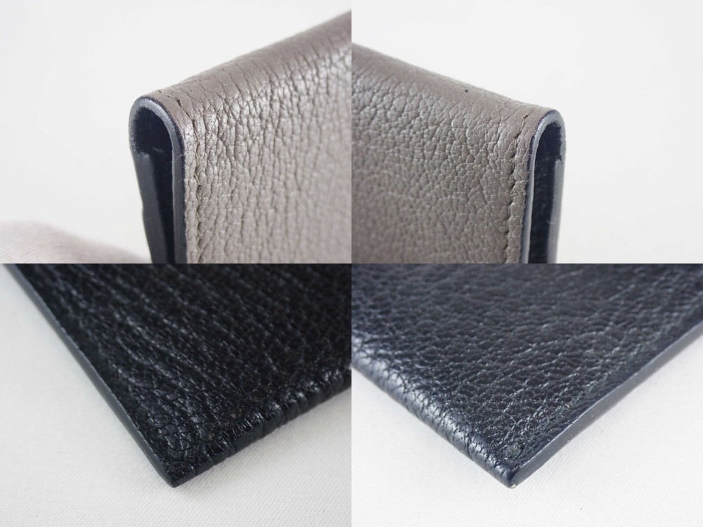 MIUMIU Card Holder Black Gray Bicolor