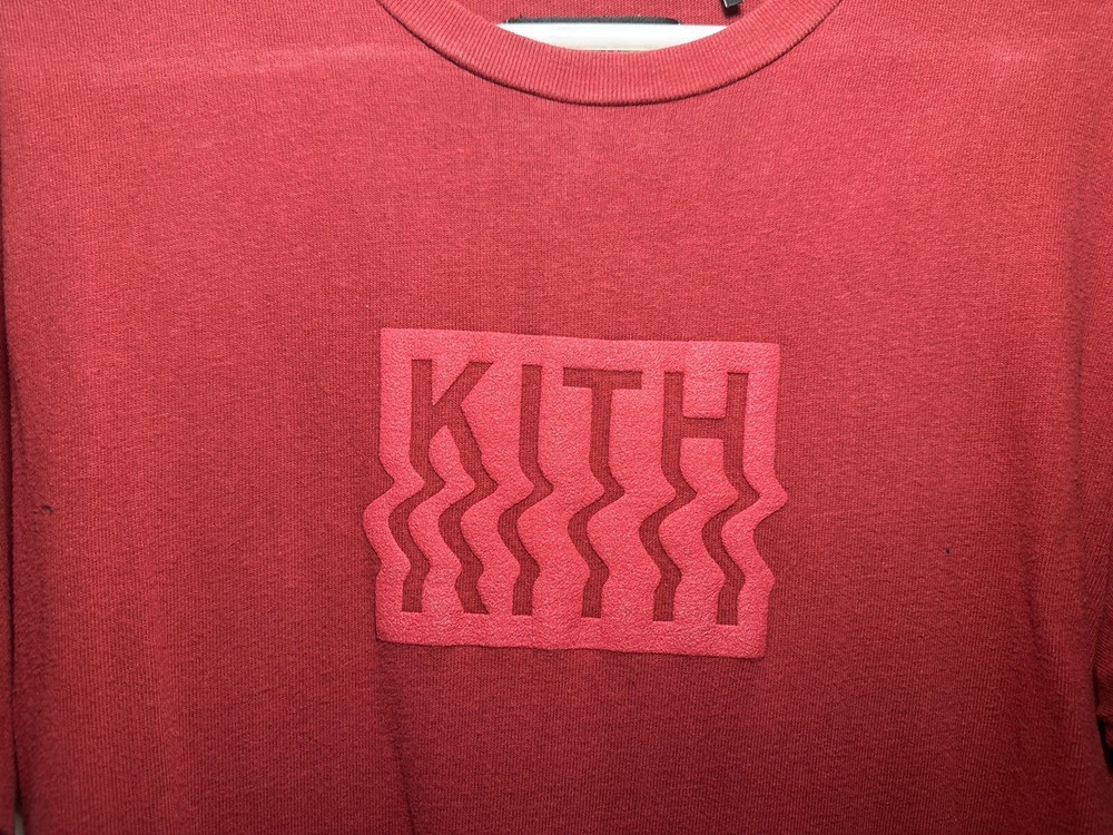 Kith Warp Logo Tee SS18 Red Medium M Preowned *Rare* 🔥🔥