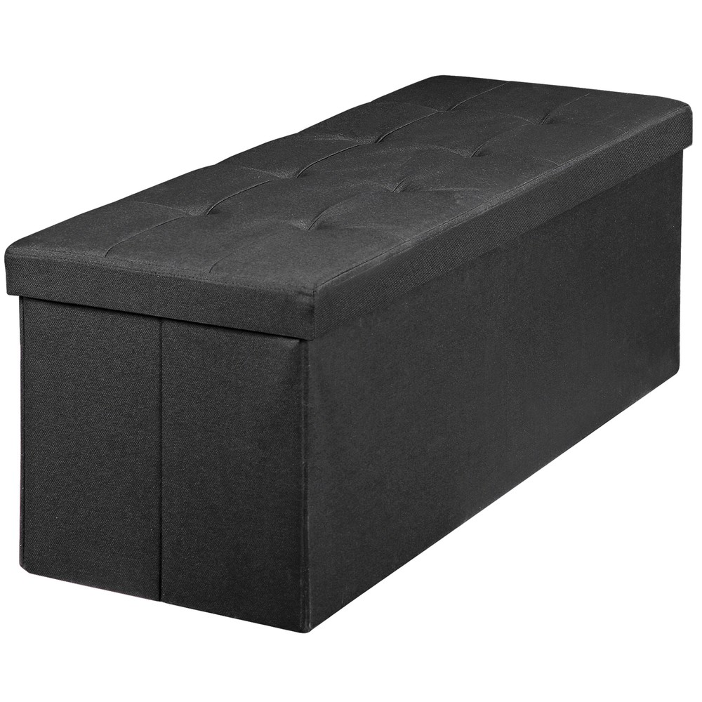 43" Folding Storage Ottoman Bench Footrest Storage Stools Home Decor Black