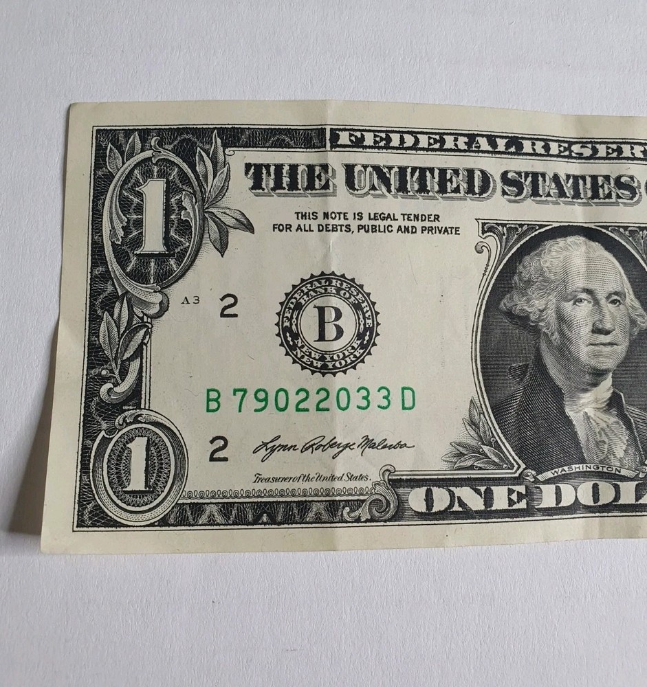 US One Dollar Bill Currency Ink Bleed Front ERROR 2021 Circulated