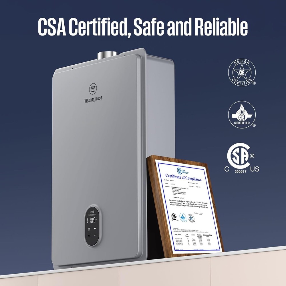 Westinghouse Natural Gas Tankless Water Heater 180,000 BTU Indoor Installation