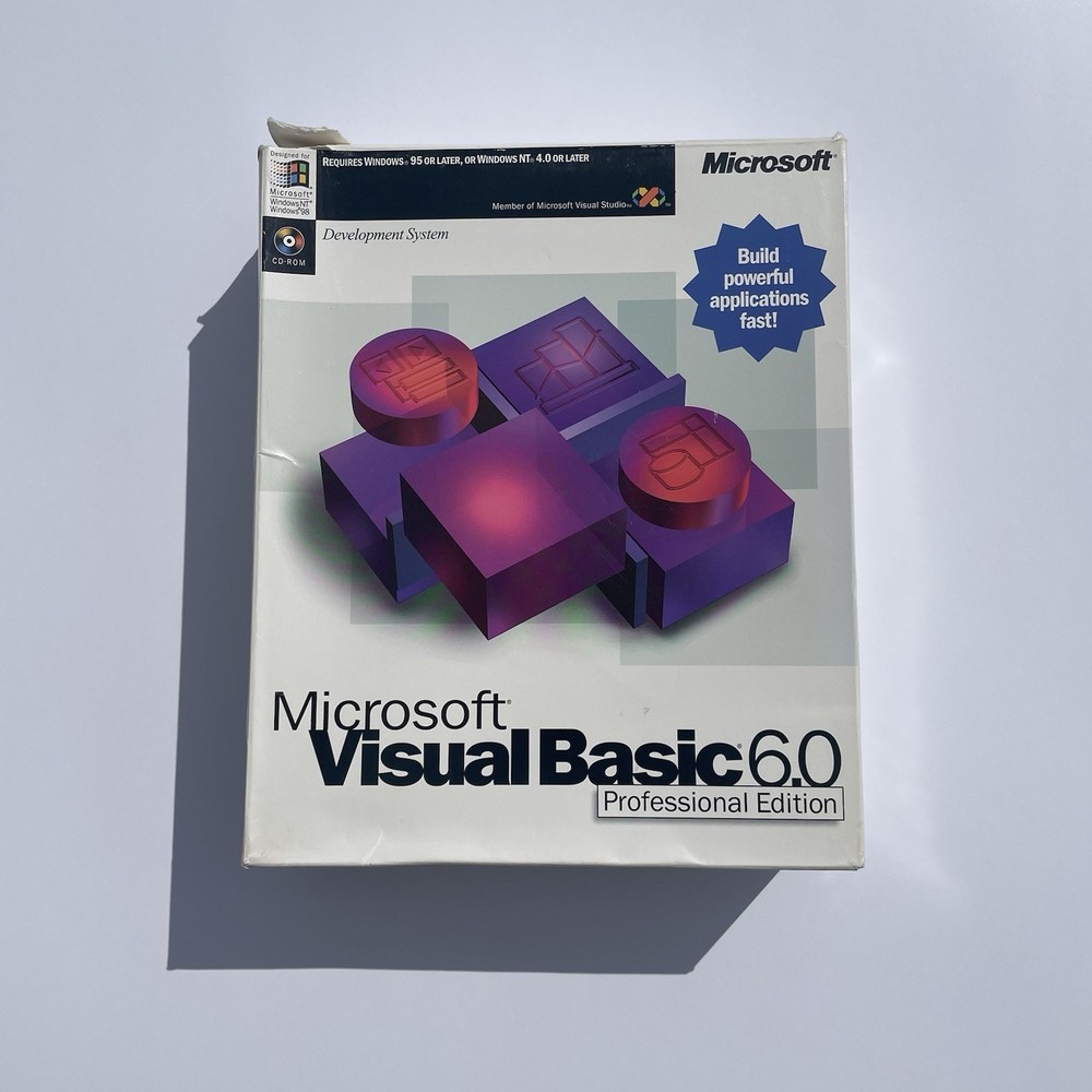 Microsoft Visual Basic 6.0 Professional Edition Pro 6 203-00490 Full Retail