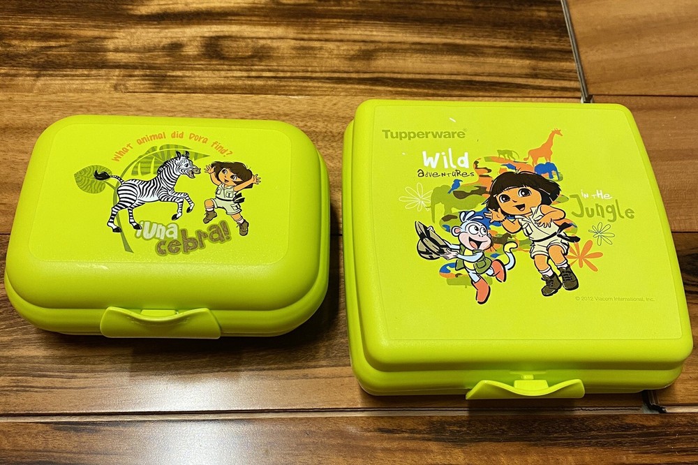 Dora the explorer  green tupperware lunch box