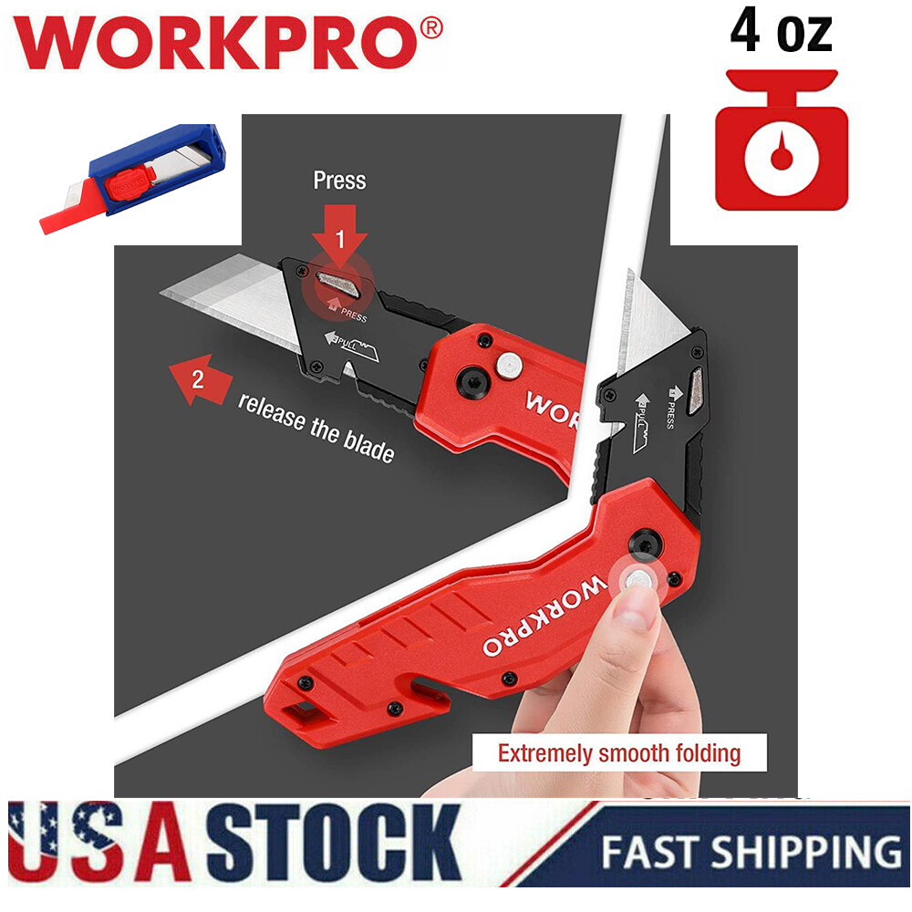 WORKPRO Folding Utility Knife Multi function Pocket Cutter W/Quick-Change Blade