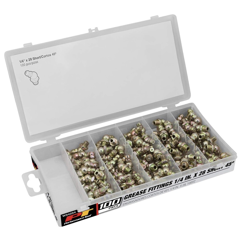 Performance Tool W54254 Short Straight Grease Fitting, (Pack of 100)
