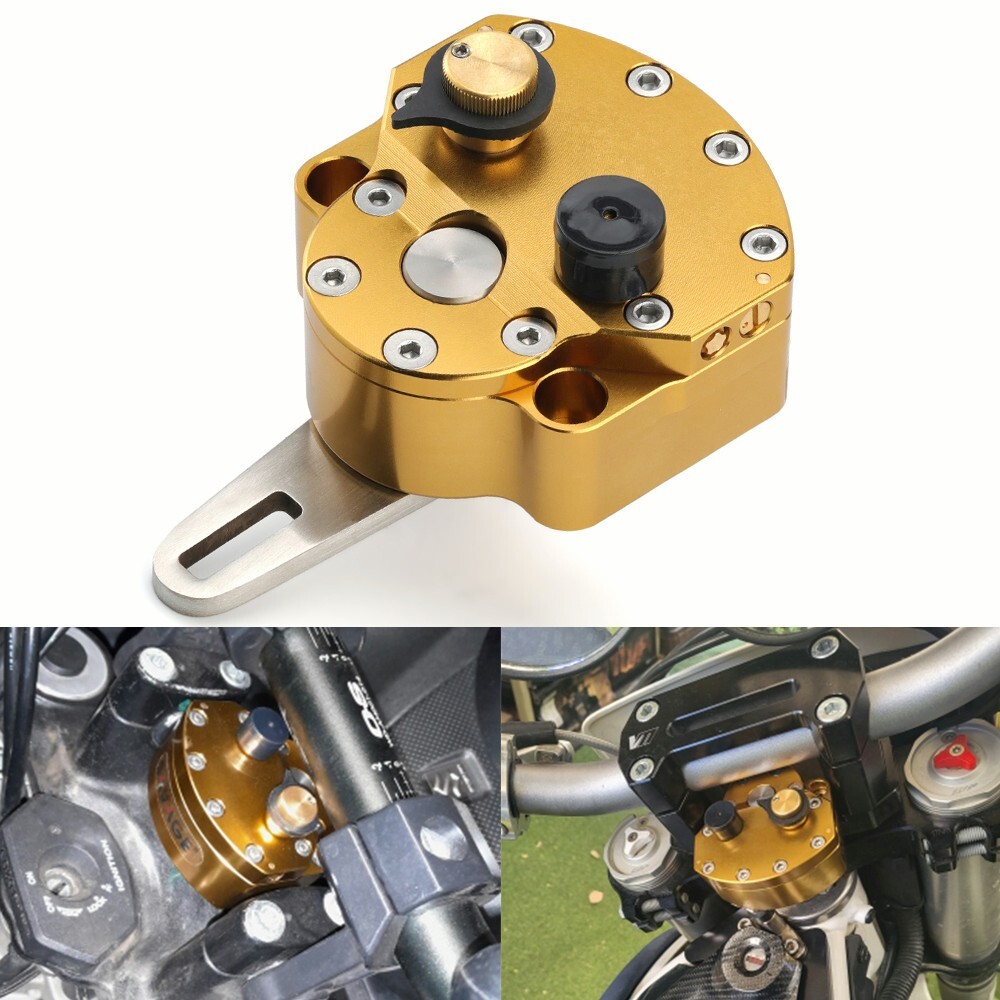 Gold Universal Adjustable Steering Damper Stabilizer Safety Control Off-Road
