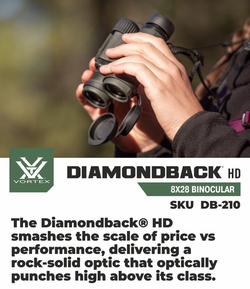 Vortex Optics DB-210 Diamondback HD 8x28 Binocular with Free Hat Bundle