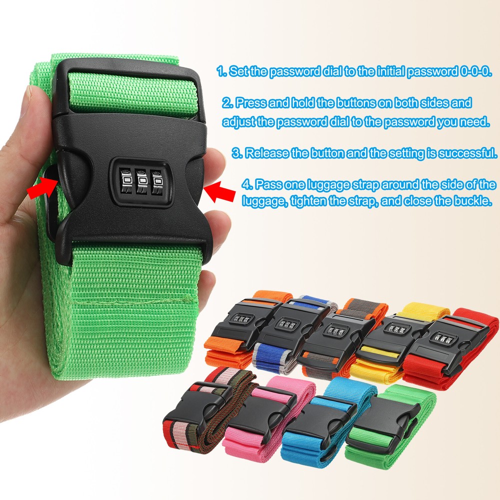 Luggage Straps with Combination Lock TSA Approved Green