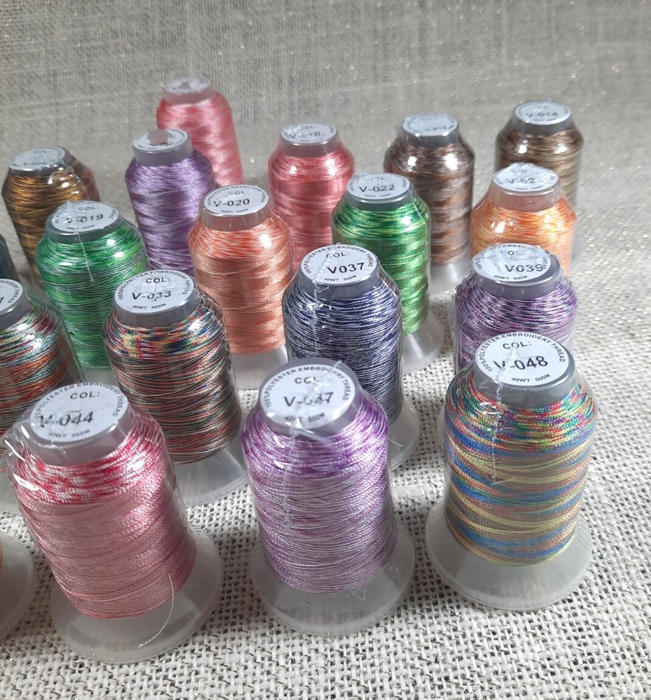 24 Colors Variegated Polyester Embroidery Machine Thread Kit 500M (550Y) Each Sp