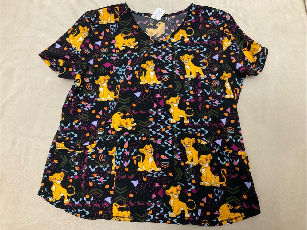 Disney Xl Scrub Top Lion King Active Stretch