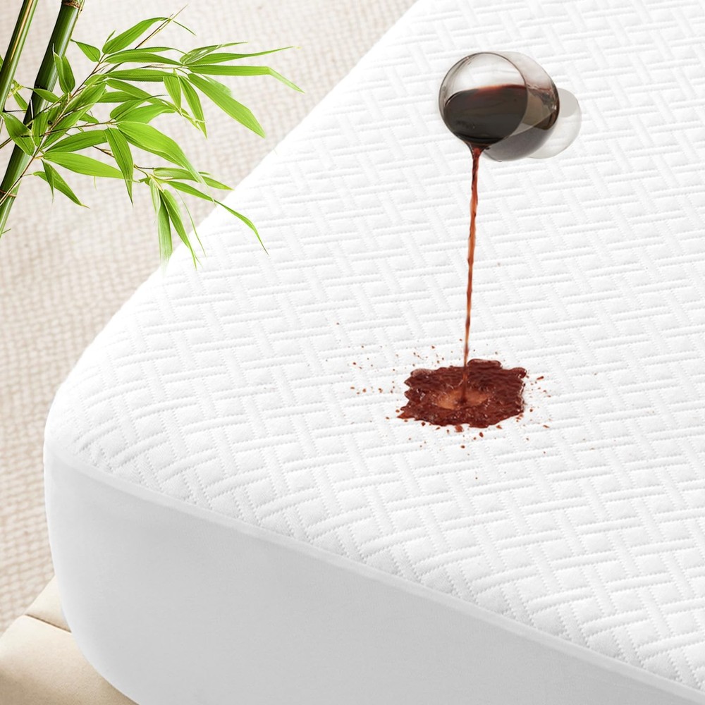 King Size Waterproof Mattress Protector Viscose Derived from Bamboo, Soft Mat...