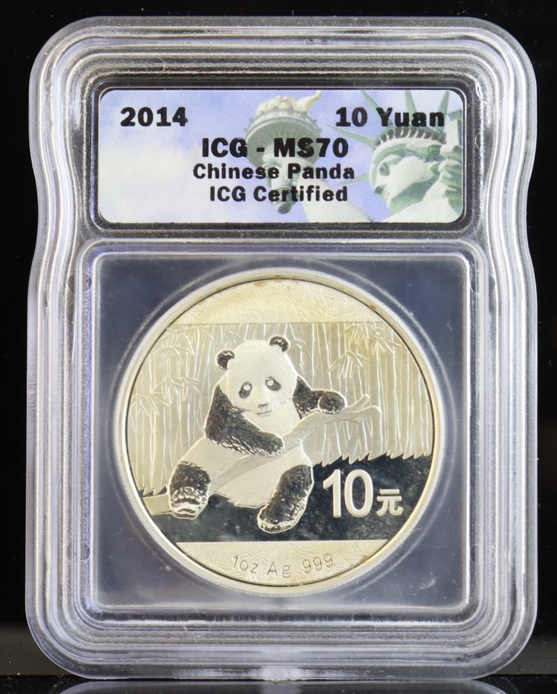 2014 1oz 10Y China Silver Panda ICG MS70