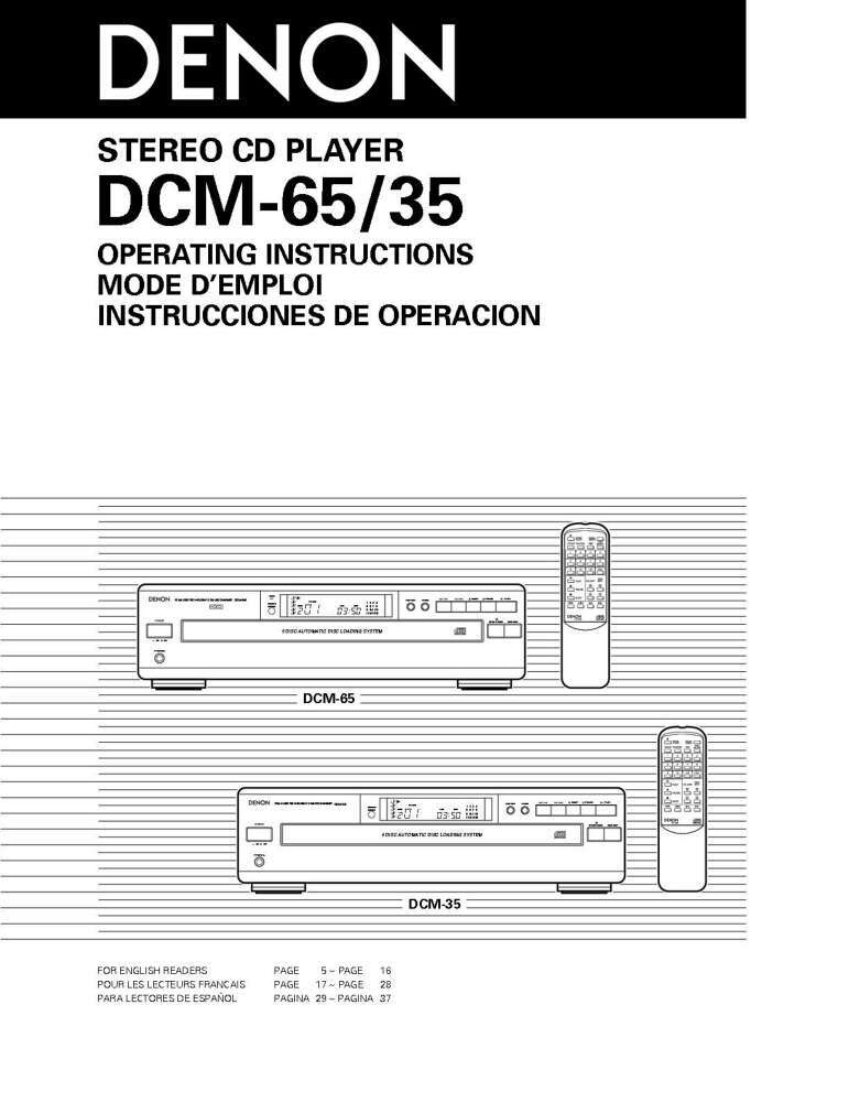 Denon DCM-65 CD Player Owners Manual