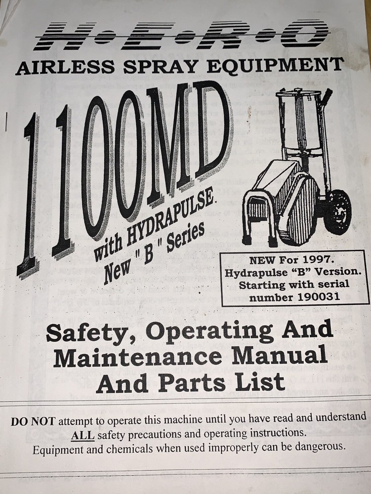 Hero 1100 MD airless sprayer Operating manual (COPY)