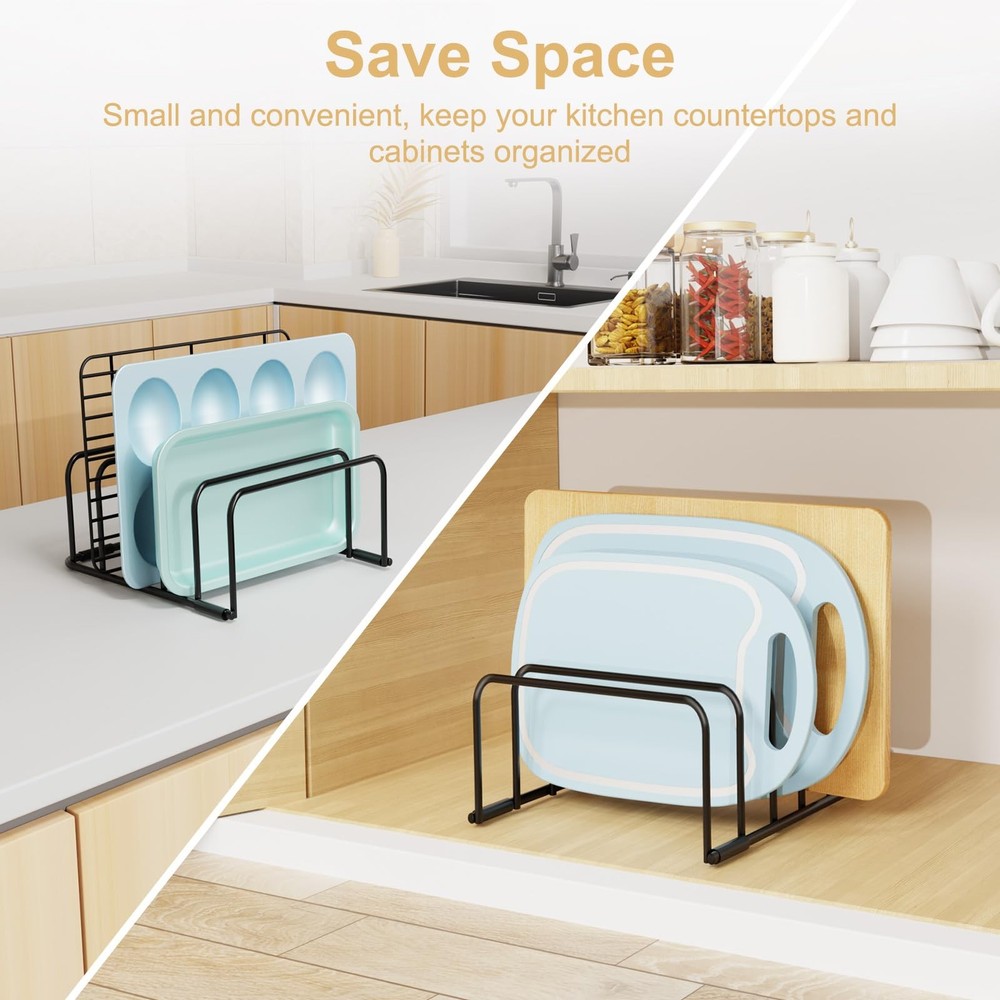 Fikoksol Cutting Board Organizer and Baking Sheet Rack, One Size, 2pc Black