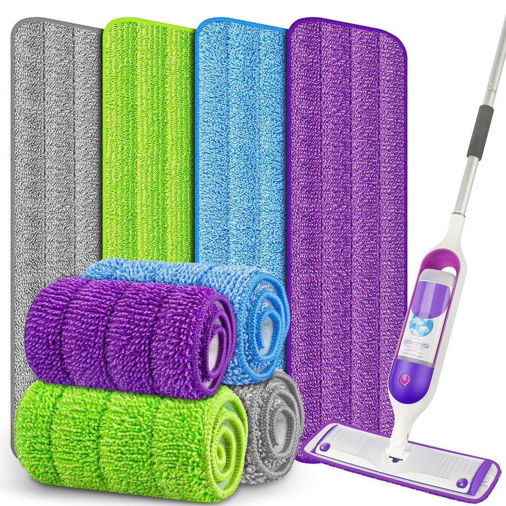 8 Reble Cleaning Pads, Microfiber Mop Refills All Floors, Multicolor