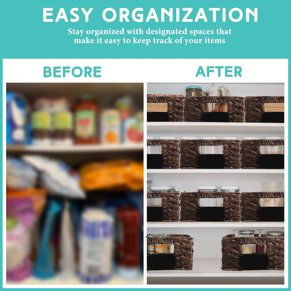 8 Pcs Wicker Storage Basket, Rectangular Water Hyacinth Storage Basket for Shelv