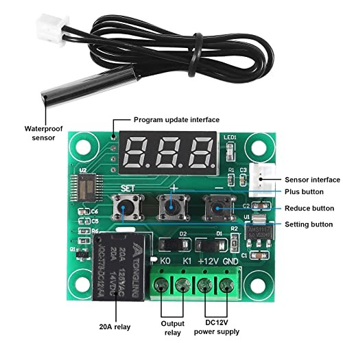W1209 DC 12V Digital Temperature Controller Board Blue Digital Display 1pc Blue