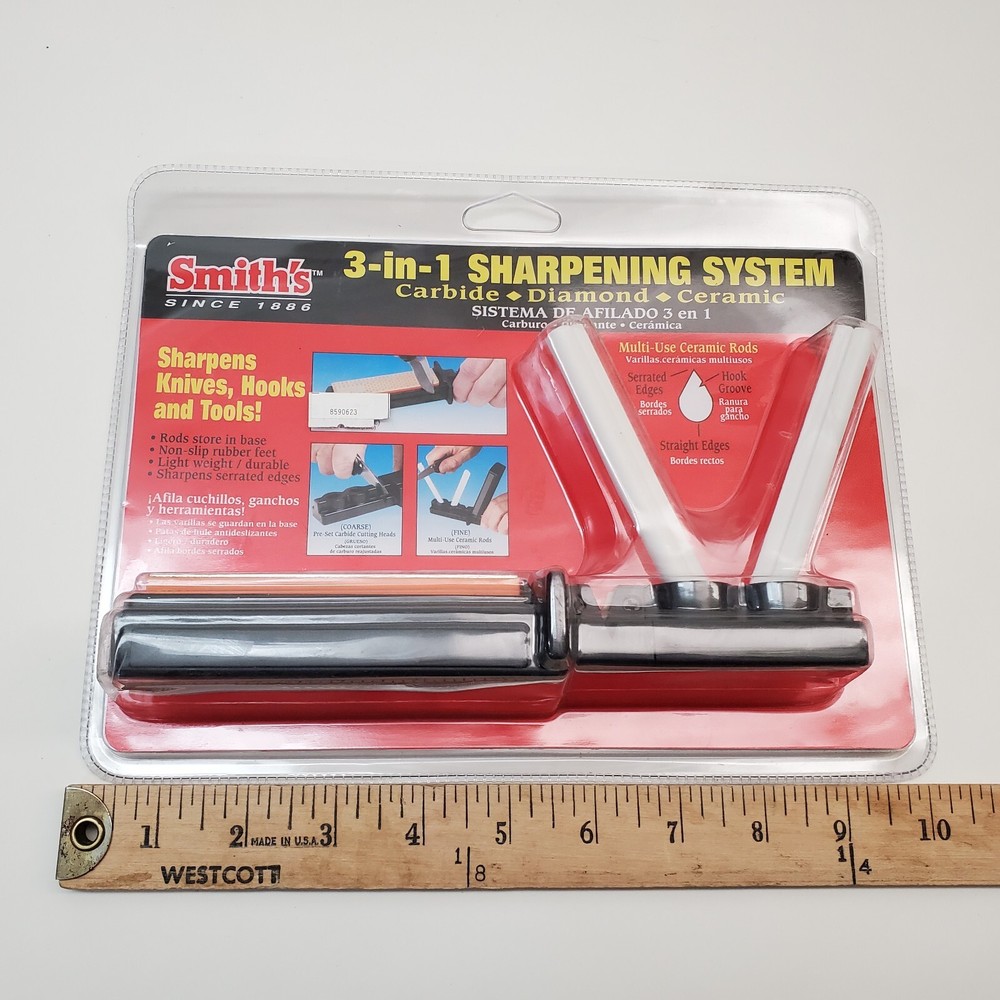 NEW Smith's 3-in-1 Sharpening System Carbide Diamond Ceramic