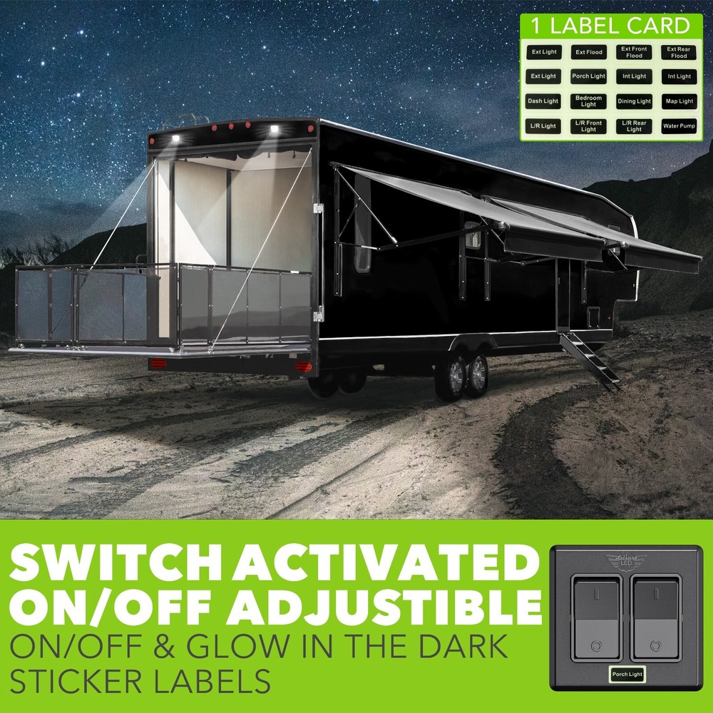 Single 2 Gang On-OFF 12V Black Light Switch - RV Camper Trailer Marine Boat 12 V