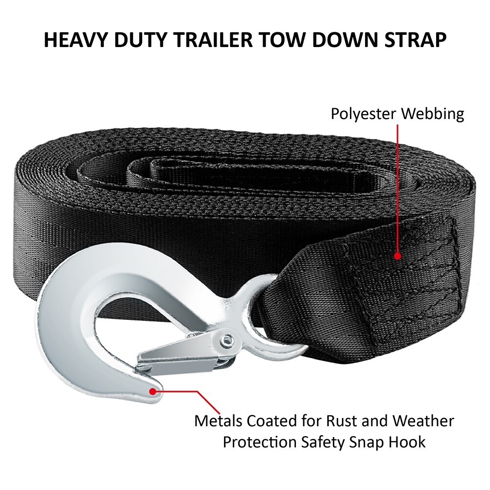 HEAVY DUTY BOAT TRAILER TOW REPLACEMENT WINCH STRAP ROPE 2" x20' WITH SNAP HOOK