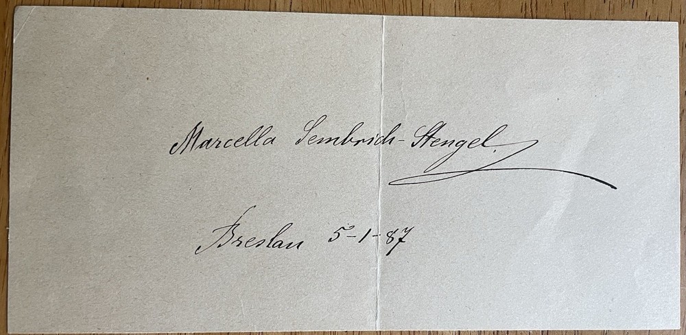 Polish Soprano Marcella Sembrich Autograph
