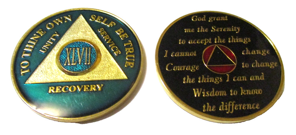 Coin 47 Year  Tri-plate Medallion AA Anniversary  Challenge
