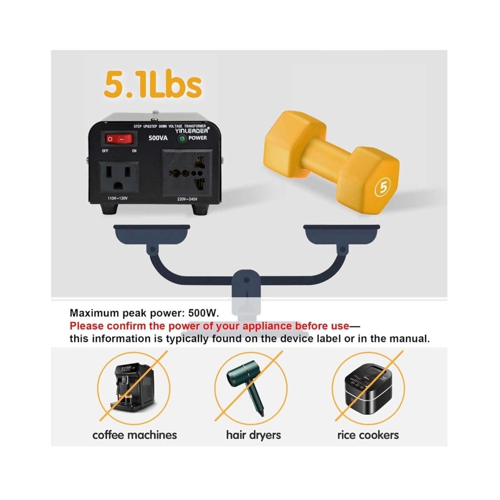 Portable 500W Voltage Converter Step Up/Down Transformer