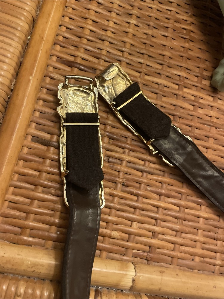 Brutalist Designer Belt Brass Leather 409 Adjustable