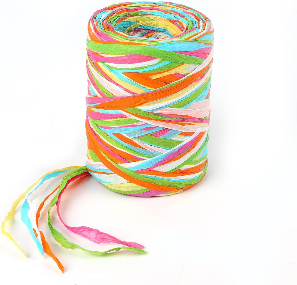 Colored Raffia Paper Ribbon,262Ft Craft Raffia Paper String Twine for Easter Spr