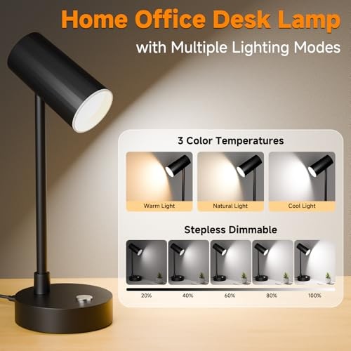 Adjustable LED Eye-Caring Desk Lamp, Dimmable Stepless Brightness, 3 Color
