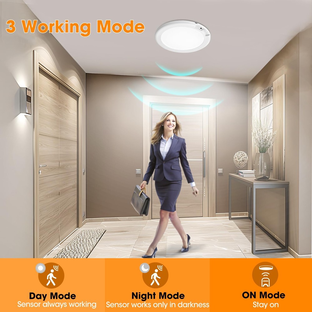 Rechargeable Motion Ceiling Light with Remote - Magnetic Wireless Ceiling Lig...