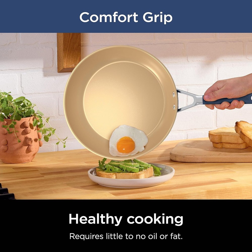 Ninja Ceramic Cookware Set, Extended Life 11-Piece Kitchen Cookware Sets with Co