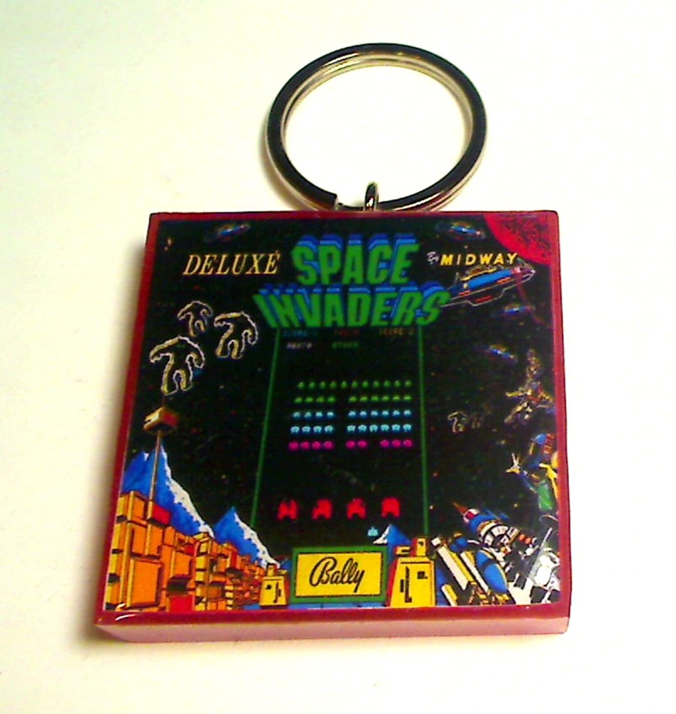 Space Invaders Deluxe Arcade Coin Door accessory Keychain