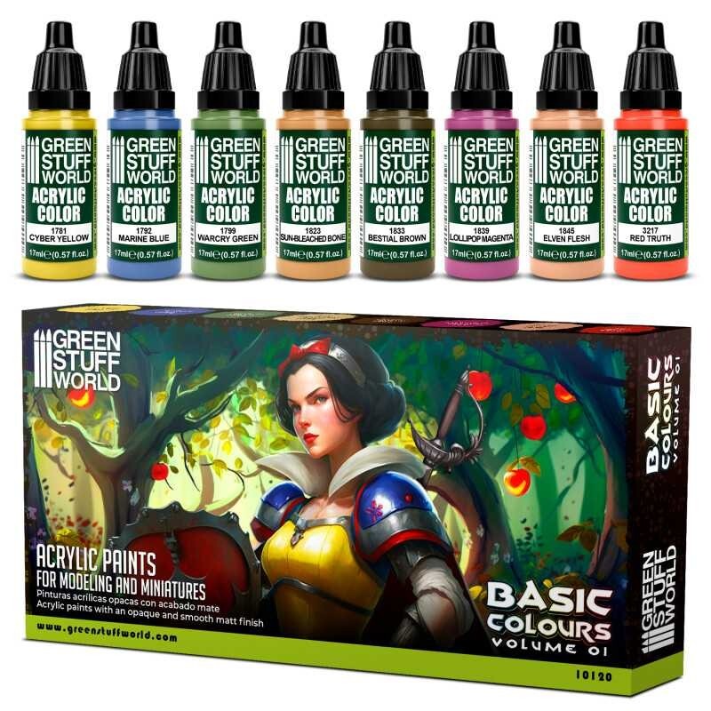 Paint Set - Basic - Airbrush Brush warhammer 40K acrylic 17ml basic colors tones