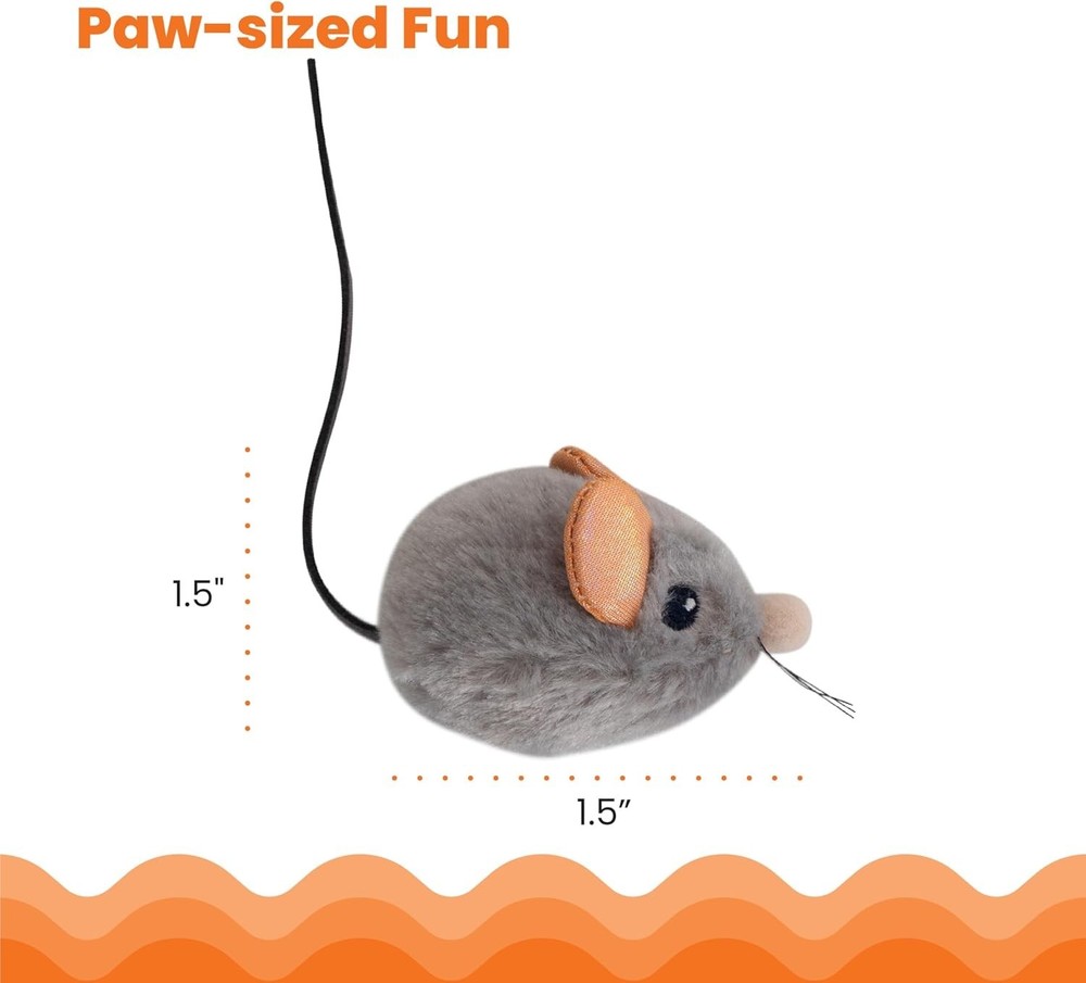 Interactive Touch-Activated Cat Toy – Gray Squeak Squeak Mouse with Catnip