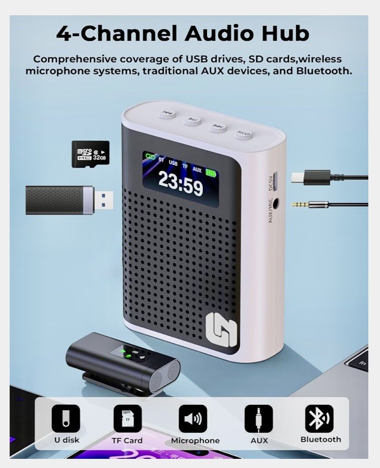 Voice Amplifier Wireless Microphone/Handheld Mic- Bluetooth Portable Speaker -