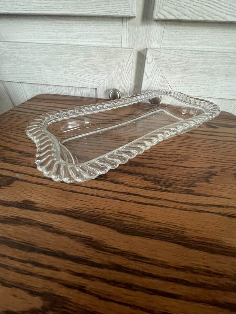Rectanglar Crystal Beaded Rim Relish Dish