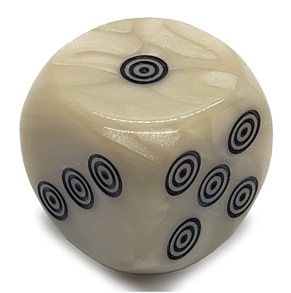 (6) Pearlized Dice Circles Pips + PU Leather Black Felt Lined Cup w/Compartment