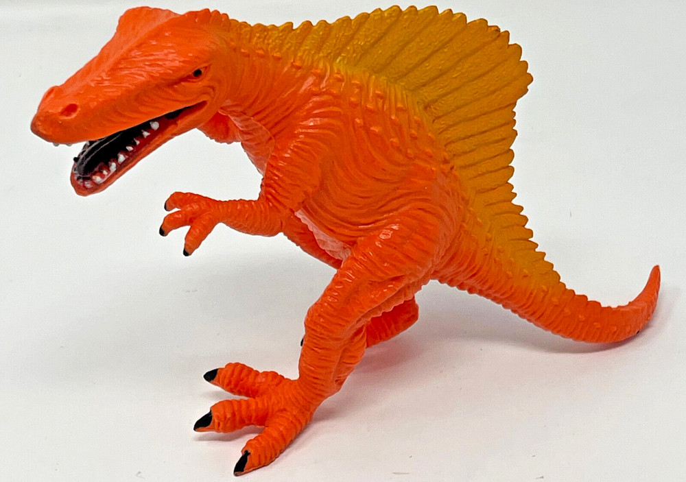 Spinosaurus 2006 Orange Rubber Plastic Dinosaur 6" Used