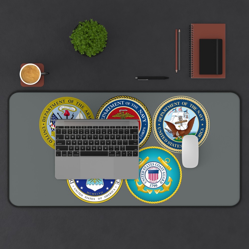 Patriotic Desk Mat with Military Branch Emblems