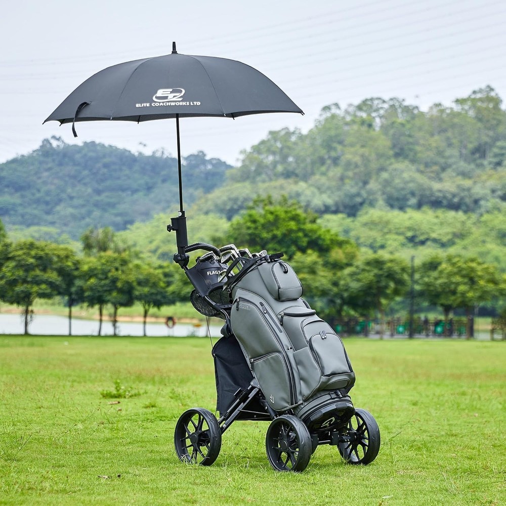 Premium Golf Folding Push Cart 4 Wheel - Cooler Cup Holder Adjustable Handle