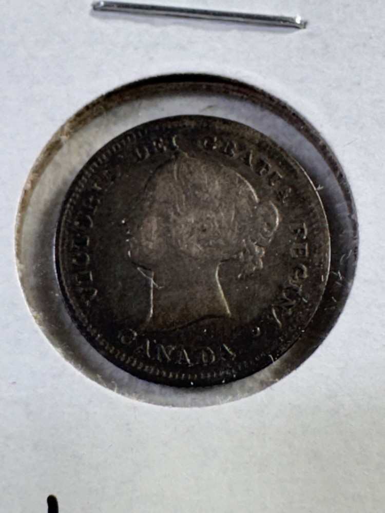 1888 Canada 5 Cents Small Silver Coin Cleaned