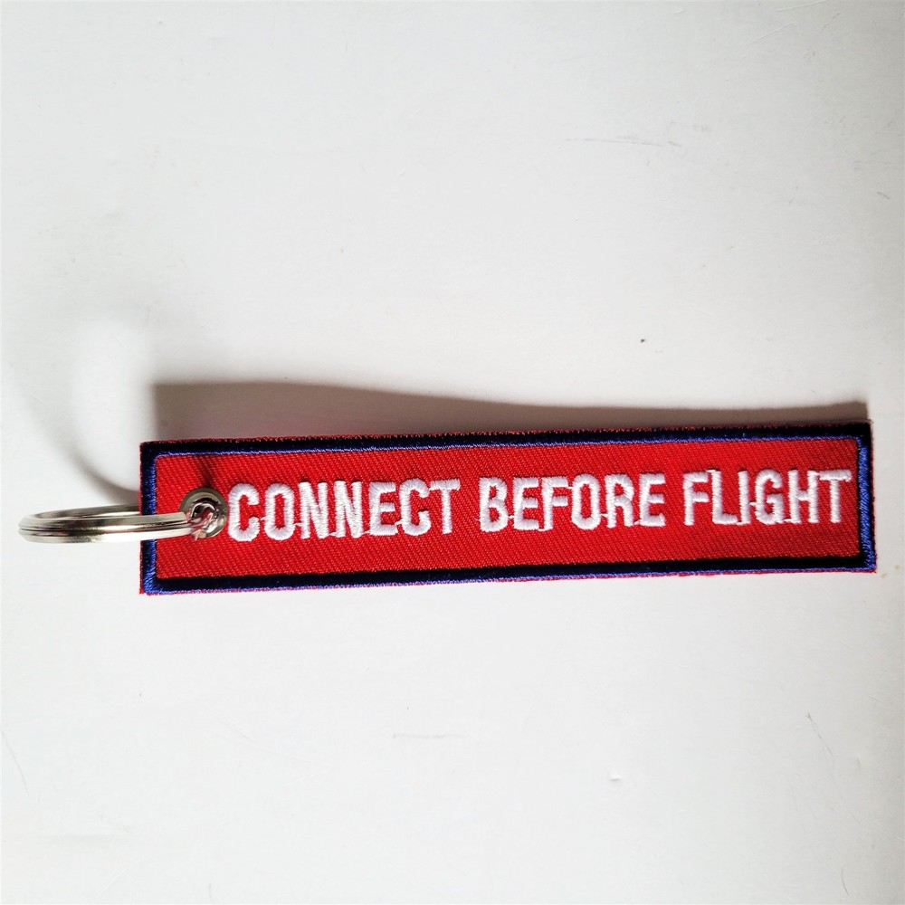 Glenair Connect Before Flight Red Flight Tag Keychain Military