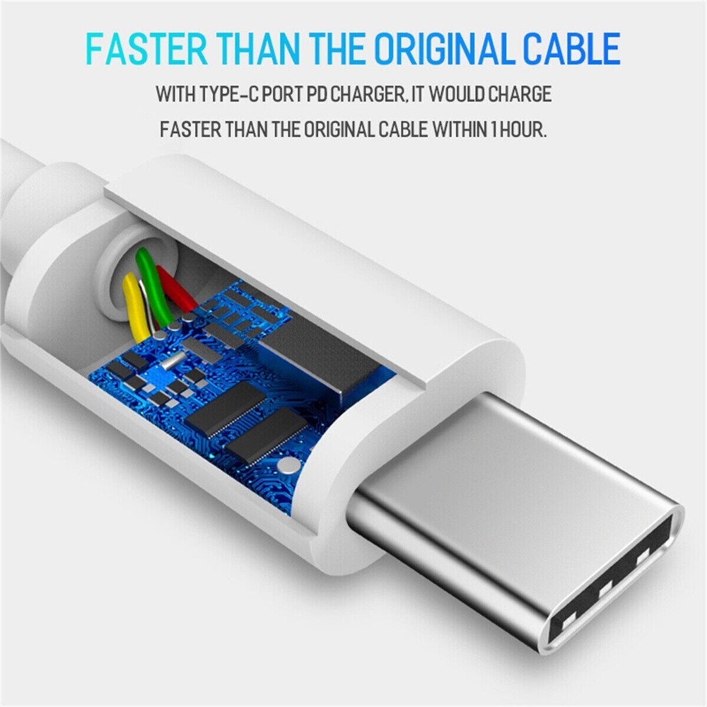 USB-C to USB C Type-C Fast Charging Data SYNC Charger Cable Cord 6 inch black