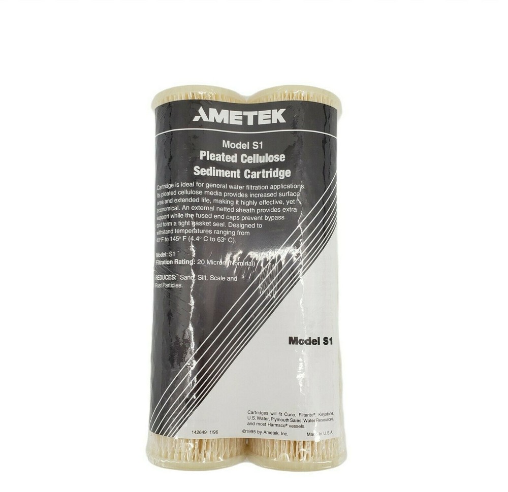 Ametek Model S1 Pleated Cellulose Sediment Replacement Cartridge New NOS 2 Pack