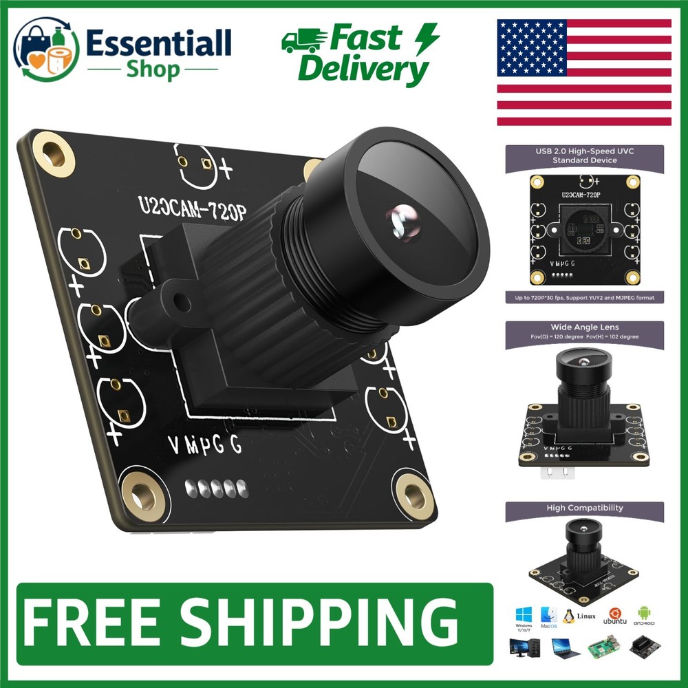 Plug and Play 720P USB 2.0 Camera - Supports Windows, Linux & Android Devices