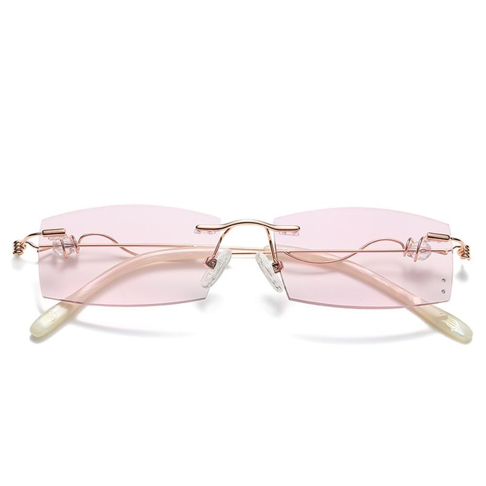 Women Rimless Reading Sun Glasses Blue Light Blocking Gradient Rectangle Readers